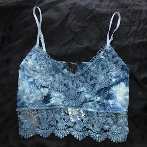 Forever 21 blue tie dye crop top